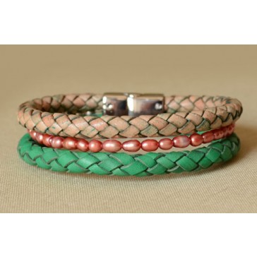 Green Cuff Leather Bracelet