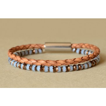 Blue Leather Bracelet