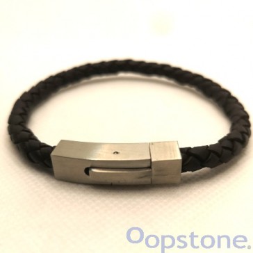 Dark Brown Leather Bracelet with Square Clasp 