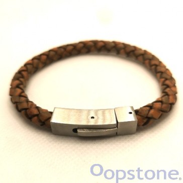 Rust Leather Bracelet with Square Clasp 