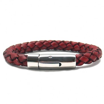 Fullmoon Dark Red Leather Bracelet