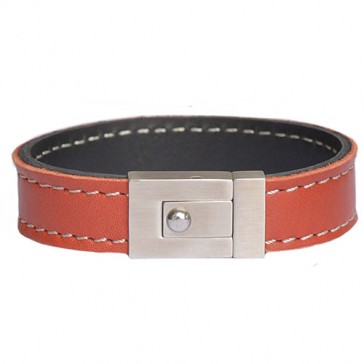Brown Black Stitched Leather Bracelets