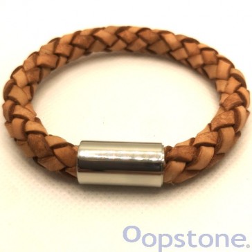 Natural Leather Bracelet with Magnetic Clasp 