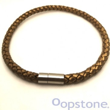 Bronze Leather Necklace with Knob Clasp 