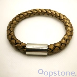 Metallic Bronze Leather Bracelet with Magnetic Clasp 