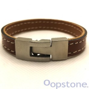 Brown Stitched Leather Bracelet