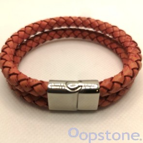 Double Trouble Old Pink Leather Bracelet