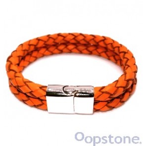 Double Trouble Orange Leather Bracelet