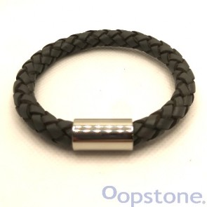 Grey Leather Bracelet with Magnetic Clasp 
