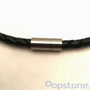 Classic Black Necklace  - Braided Leather of 7mm